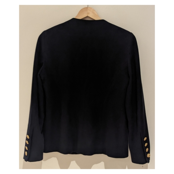 ✨Vintage Wool/Cashmere blend Collarless Coat~Black w/Gold Buttons~Size12 - Picture 2 of 8